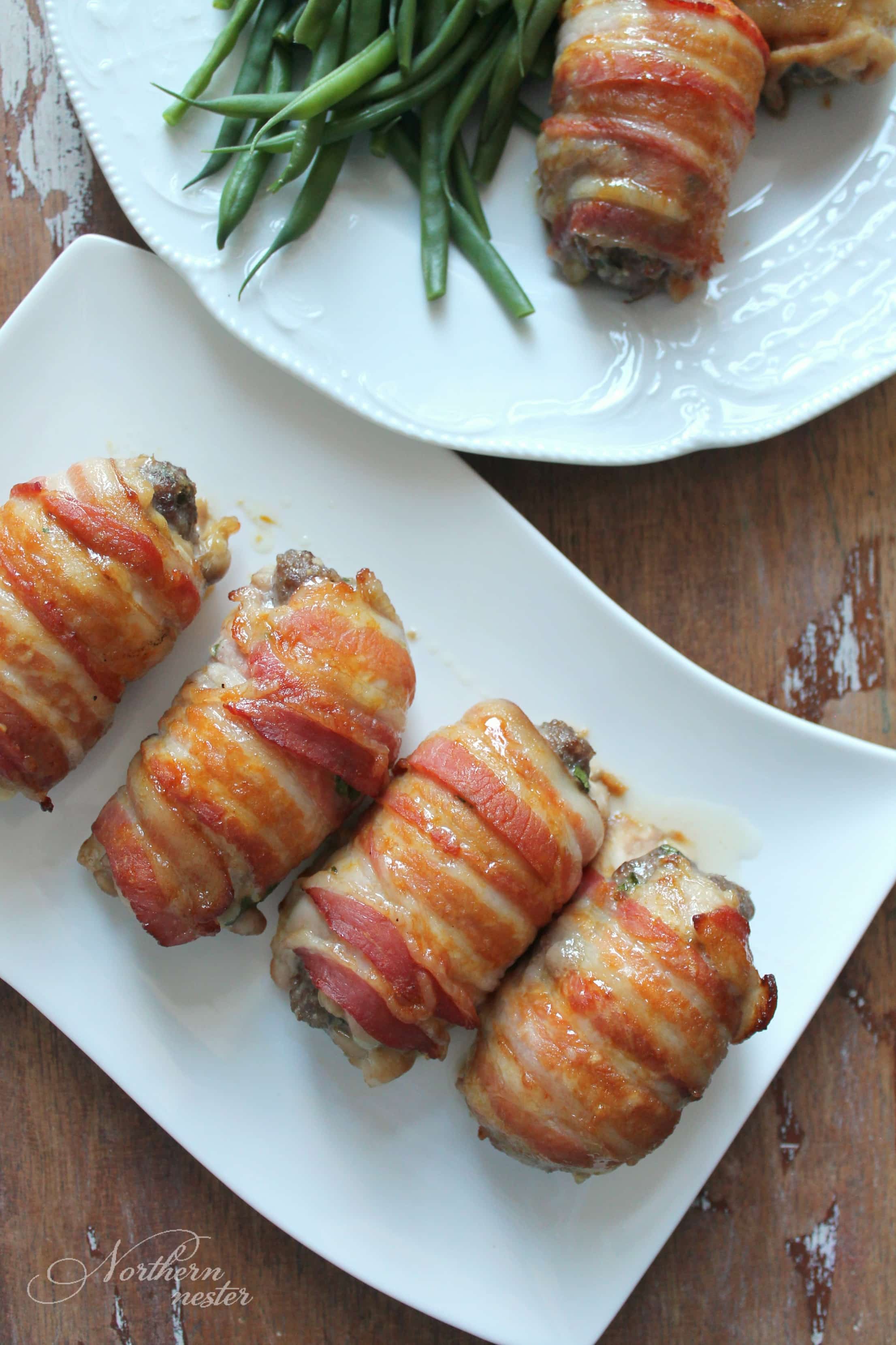 Maple Mustard Bacon Wrapped Stuffed Chicken Thighs Thm S