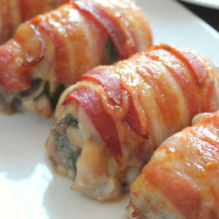 Maple Mustard Bacon-Wrapped Stuffed Chicken Thighs |-image