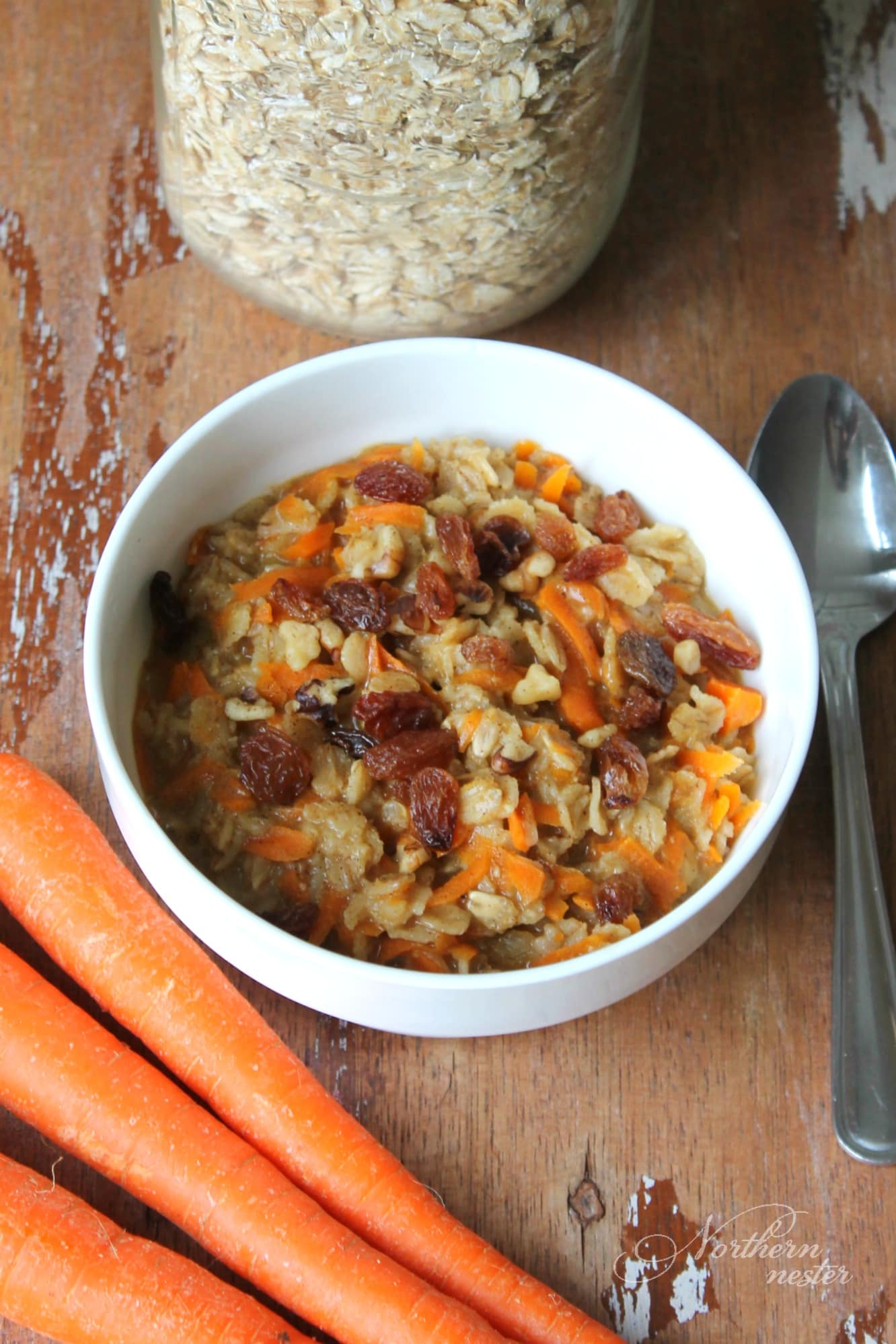 Carrot Cake Oatmeal | THM: E, GF, DF - Northern Nester