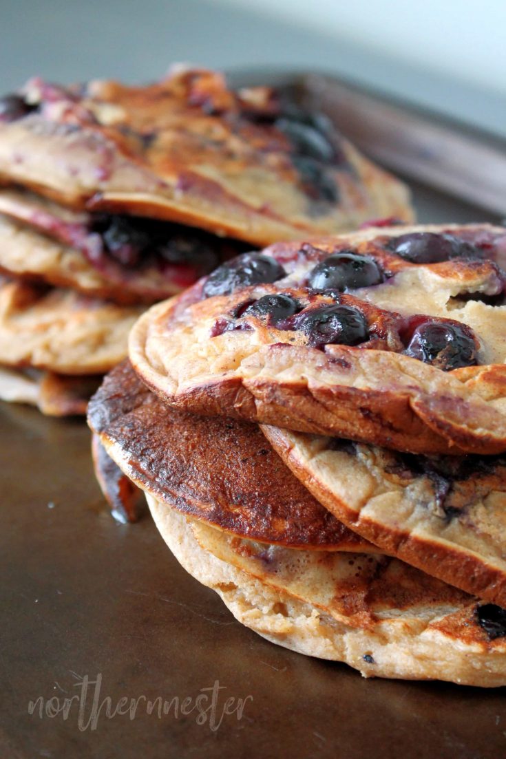 Banana Blueberry Pancakes | THM: E, GF, Low Fat