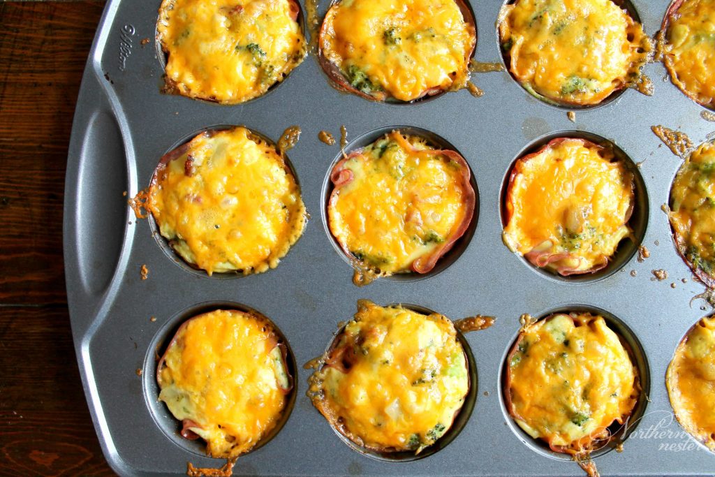 Low Carb Mini Ham & Broccoli Quiches THM S, Keto Northern Nester