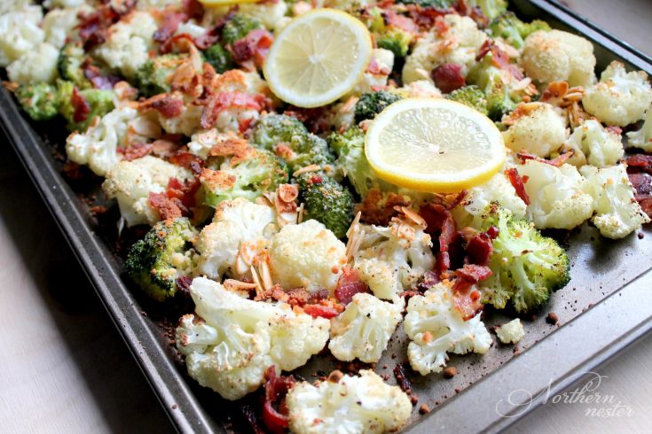 Roasted Broccoli & Cauliflower with Parmesan & Bacon