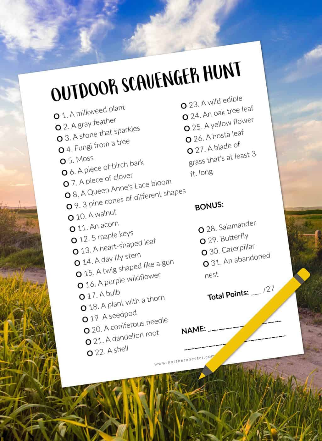 Outdoor Scavenger Hunt - Northern Nester